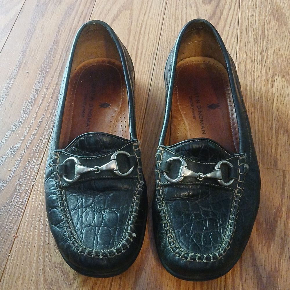 Martin Dingman Horsebit Black Driving Slip on Loafers Shoes Sz 9W EUC